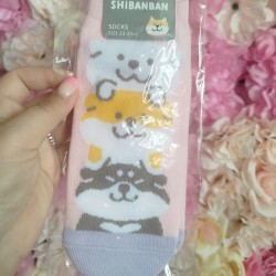 Chaussettes Shiba inu rose...