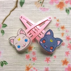 Barrettes chat lunaire