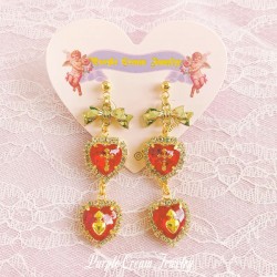 Boucles d'oreilles double cœur
