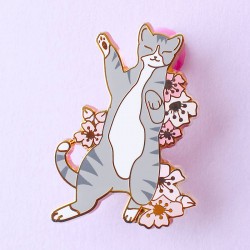 Chat et fleurs de cerisier